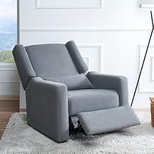 Naomi Home Tanya Luxury Motion Recliner Chair, Gray Plush Upholstered Glider Rocker with USB Charging, Swivel, and Lumbar Support for Nursery Comfort, 275 lbs Capacity