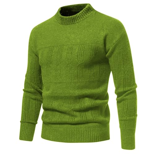 Mens Crewneck Pullover Sweater Long Sleeve Outdoor Knitted Wool Sweater Tops Mens Crewneck Pullover Sweater (Green, L)2