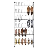 Wall Mounted Black Metal 36 Hook Shoe Rack / 18 Pair Entryway Shoe Storage Organizer Stand - MyGift