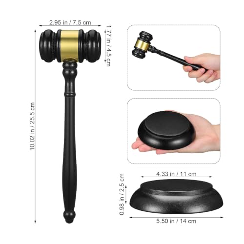 Martillo de juez de madera negro con mazo para subasta 2