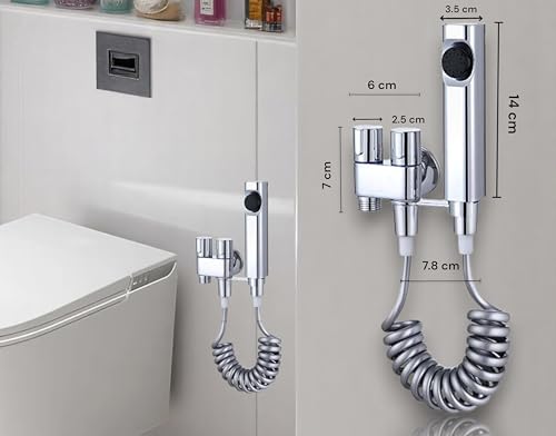 Image of Stainless Steel Bidet Spray Set | High Pressure Handheld Toilet Jet Spray with 2M Hose | Leak-Proof Health Faucet | Wall Mounted Bathroom Sprayer for Toilet Cleaning & Hygiene (Silver)