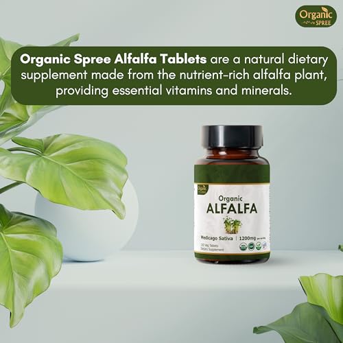 Organic Spree Alfalfa 120 Tablets | Medicago Sativa (Alfalfa) | Organic And Natural | Superfood Supplement With Vitamins And Minerals thumb #1