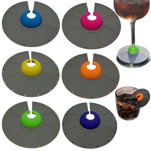 The Crude Crow UFO Wine Glass Charms - Glow in the Dark Alien Drink Markers for Stem & Cocktail...