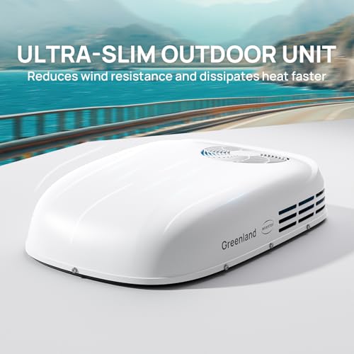 Image of TURBRO Inverter 13.5K BTU RV Air Conditioner with Cooling and Heat Pump | Non-Ducted Low-Profile Rooftop Unit, Quiet Operation, WiFi & Remote Control, LED Atmosphere Light, White