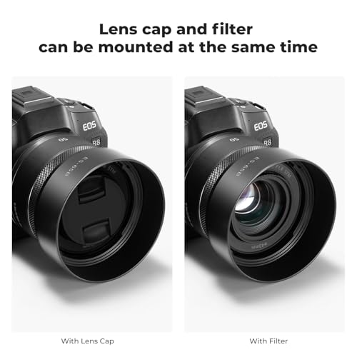 Image of K&F CONCEPT Lens Hood Compatible with Canon RF 50mm F1.8 STM Lens, Reversible Snap on Camera Lens Shade Replacement of ES-65B Hood, Compatible with 43mm Filters and Lens Cap