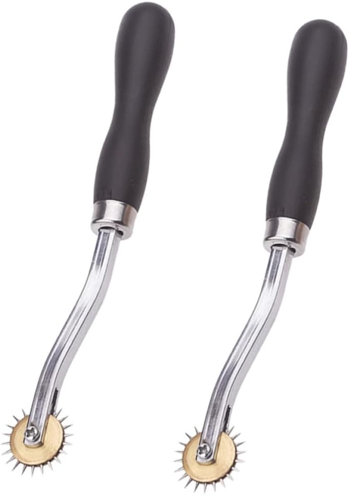 TEHAUX Scanning Line Wheel for DIY Handcraft and Leaving Marks on Cloth 2pcs Stainless Steel with Wooden Handle, Toothed Cloth Wheel Marking Sewing Track for Tailor Sewing