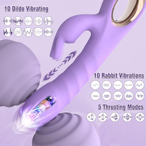 Image of SeYouYou Adult Sex Toys for Women - G Spot Thrusting Dildo Rabbit Vibrators with 5 Thrusting & 10 Vibrating Modes - Realistic Silicone Dildos for Multiple Stimulation - Clitoris Stimulator for Woman