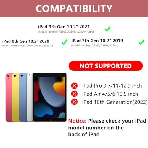 MMK Keyboard Case for iPad 9th Generation 10.2 inch 2021, Multi-touch Trackpad & 7 Color Backlight & 360°Flip Hard-shell, Slim Keyboard Case with Pencil Holder, for iPad 9th/8th/7th Gen, Rose Gold