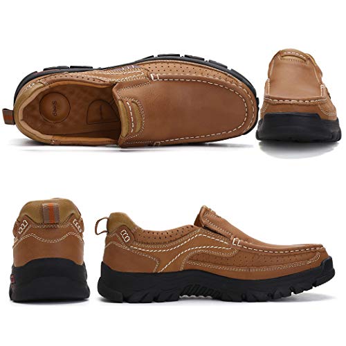 ALITIKAVIC Mens Slip On Casual Shoes Leather Comfortable Walking Loafers - Thumbnail 2