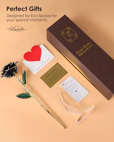 Image of 24K Gold Dipped Preserved Real Rose, Decorative Gift, Black