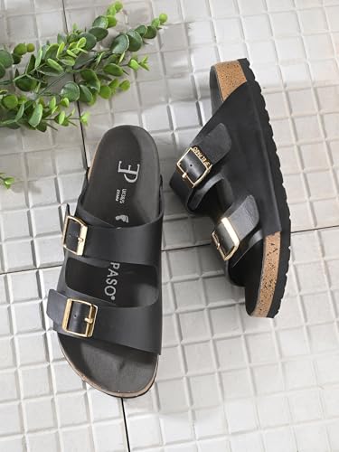 Image of EL PASO Leather Fashion Sandals Casual Platform Heels Wedges Cork Sole Sandal for Women & Girls