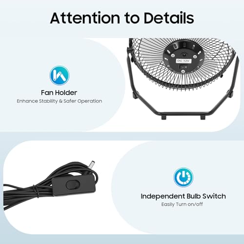 Image of Solar Power Camping Fan with Lights, Solar Power Panel Light Solar fan System Kit, 4000mAh Rechargeable Portable Fan for Home Lighting, Outdoor Camping