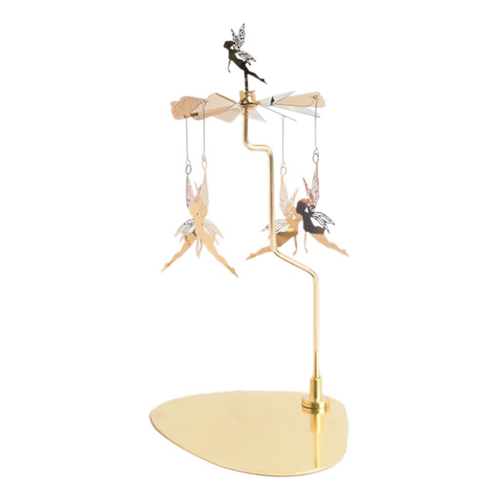 YUEPAO Rotating Candlestick Holder Carousel Tea Light Holder Table Wedding Votive Candle Decoration for Lovers, (Gold), Fairy