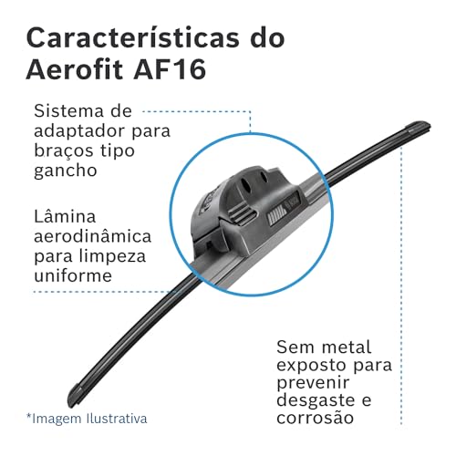 Bosch Palheta Dianteira Aerofit AF16, Limpador de Para-brisa com Tratamento de Grafite, 16 Polegadas
