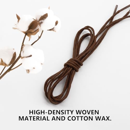 Kotii 2 Pairs Round Boot Laces Waxed Cotton Shoelaces For Dress Shoes Business Leather Shoe Strings For Oxfords Kid Adult Waterproof Brown thumb #1