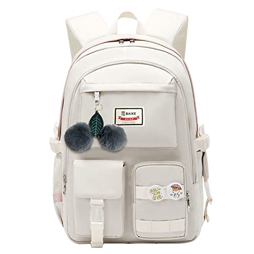DKIIL NOIYB School Backpack for Girls, Large Capacity Multi Pocket Travel Rucksack Bag Nylon Casual Daypack Waterproof Laptop School Bag Aesthetic Backpack for Girls Teens