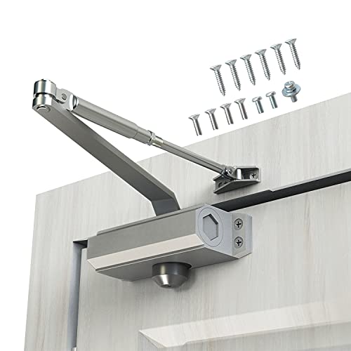 GEKRONE Door Closer Size 3 Suitable for Door Weight 45~65kg HD-165 Speed Adjustable Automatic Door Closer Aluminum Alloy Mute Long Duration Easy Installation (HD-165)