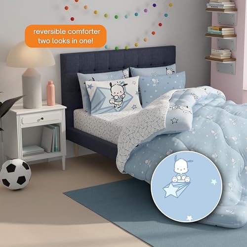 Image of Sanrio Pochacco Bedding 7 Piece Super Soft Cozy Reversible Comforter and Sheet Set with Sham, Full, (Officially Licensed Product) By Franco
