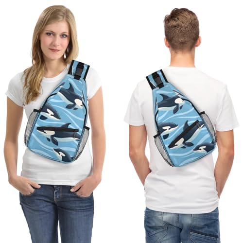 Bolso tipo sling unisex viaje y senderismo delfines miniatura 7