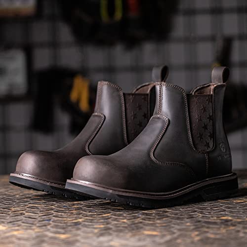 Composite/Steel Toe Chelsea Work Boots for Men Fashion Classic Ankle Industrial Construction Insulated Safety Shoes 6 Inch Full Grain Leather Brown Black3