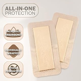 EVERLIT Care Silicone Foam Dressing with Adhesive Border | Highly Absorbent Hypoallergenic Bandages for Chronic Wounds, Bed Sores, Pressure Ulcers | Gentle & Secure Adhesion (2" x 5" | 10 Pack)