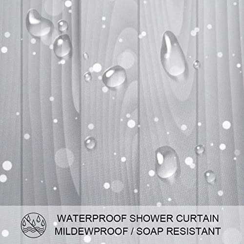 Rideau de douche Noël argenté grand format 183 cm imprimé flocons - 4