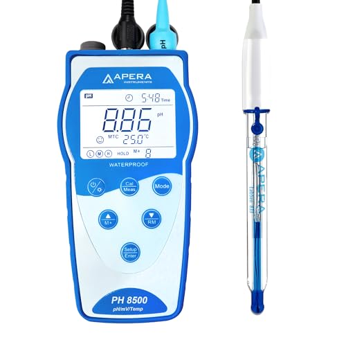 Apera Instruments Premium Series PH8500-HF Portable pH Meter Kit for Strong Acidic Solutions and HF Containing Solutions