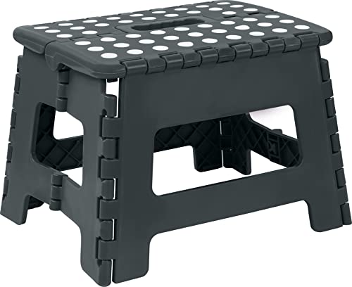 Utopia Home Folding Step Stool - (Pack of 1) Foot Stool with 9 Inch Height - Holds Up to 300 lbs - Lightweight Plastic Foldable Step Stool for Kitchen, Bathroom & Living Room (Grey)
