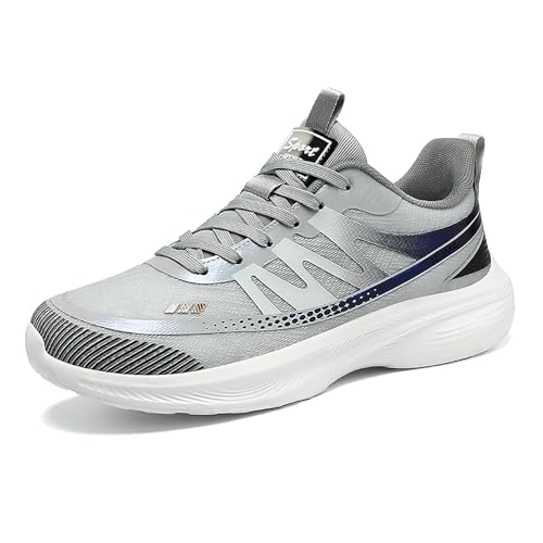 DOWNHI Baskets et Chaussures de Sport Homme, Detente Fitness Sneakers Gym Outdoor Trail Elastique Tennis Training Jogging Walking Baskets,Gray-9 UK/43 EU