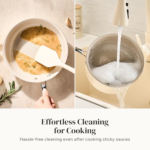 Image of Redchef Nonstick Mini Cookware Set, 8 inchCeramic Fry Pan 2.5Qt Sauce Pan with Lid, Fryingpan & Pots Set, Induction Compatible, Nontoxic, Oven Dishwasher Safe, PTFE & PFOA Free, Beige