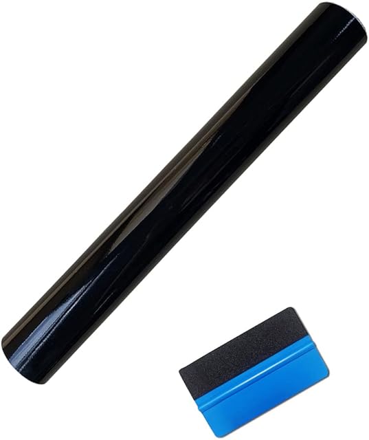 NewL High Gloss Black Vinyl Wrap Self Adhesive Air Release Bubble - Outdoor Rated for Automotive Use (30cm x 152cm)