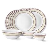 Larah by Borosil Elega Fluted Series Opalware Dinner Set Of 4 Full Plate, 4
