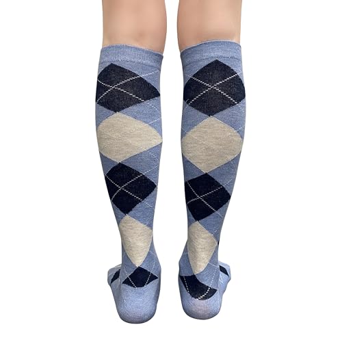 Image of Couver Women's Argyle Knee High Socks - Soft Acrylic Over the Calf Tube Style Socks for Casual Athletic - One Size