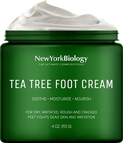 New York Biology Tea Tree Oil Foot Cream for Dry Cracked Feet â€“ Tea Tree Cream for Athletes Foot Fungus, Dry Cracked Skin, Nail Fungus, Ringworm, Jock Itch & Itchy Skin â€“ Moisturizing Body Cream 4 oz