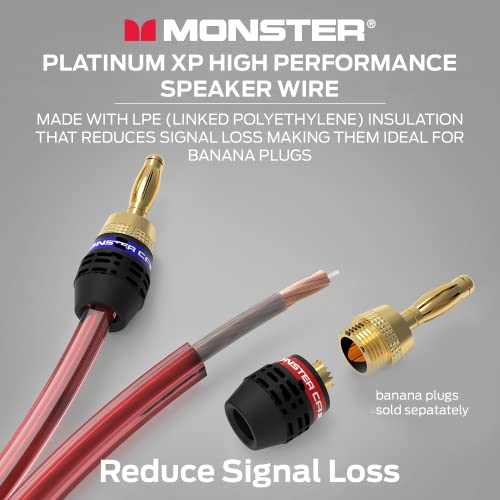 Monster Platinum 16 Awg Xp Clear Jacket And Magnetic Flux Tube Speaker Wire Cable Spool, 50 Ft #TOP3