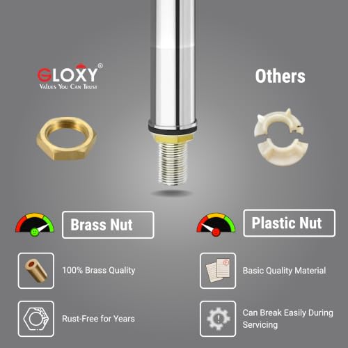 Image of GLOXY Premium Brass 30CM (12INCH) High Neck Chrome Finished Long Pillar Tap with Lotus Lever Combo Pack of 3 - Deck Mount Long Neck Faucet for Wash Basin & Kitchen Sinks - 10 Years Warranty