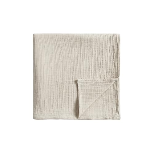 Meracorallo Muslin Swaddle Blanket, 100% Organic Cotton Receiving Blanket Soft and Breathable Swaddle Wrap for Baby Boys and Girls, Beige