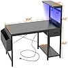 Amazon.com: TIQLAB Gaming Desk 40 inch with Power Outlet and LED Light ...