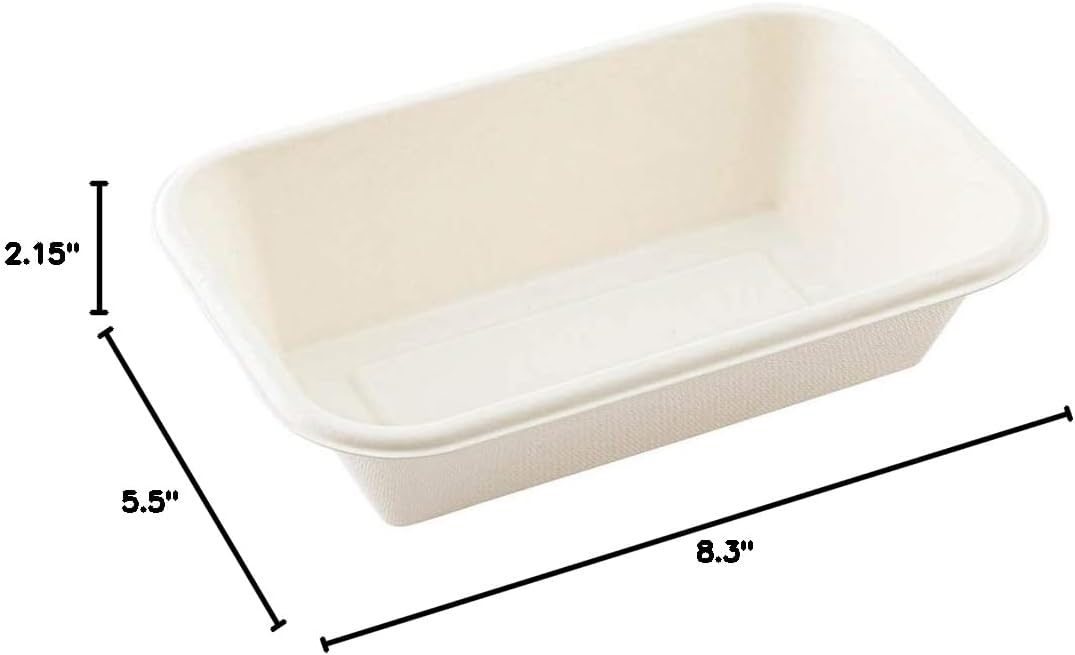 Restaurantware Pulp Tek 32 Ounce Bagasse Containers 100 Grease Impervious Salad bowls - Lids Sold Separately Microwavable White Bagasse Containers Reinforced Rim Sturdy For Salads Or More