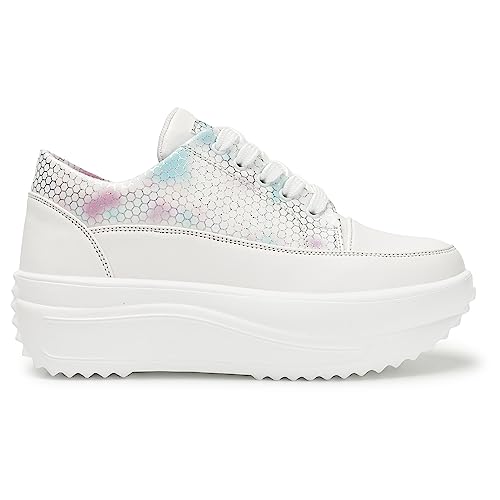 Image of Vendoz Women Casual White Multicolor Sneakers