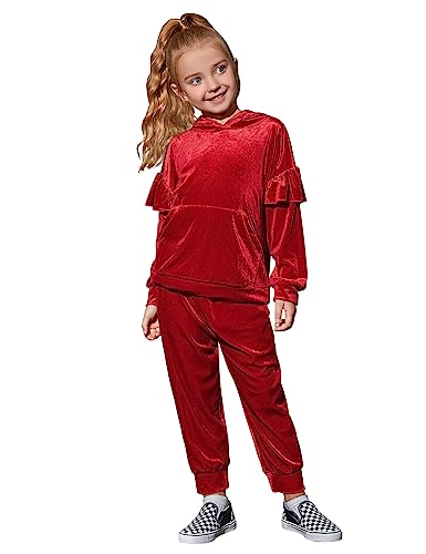 Mirawise Girls 2 Piece Sweatsuit Sweatpants Tracksuit Set Velour Long Sleeve Sweatshirt