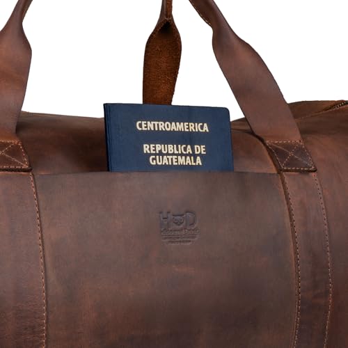 Hide & Drink, Luggage Duffle Bag with Shoulder Strap, Travel Overnight Bag, Handmade from Full Grain Leather - Bourbon Brown3