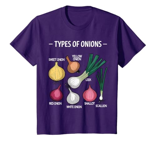 Types of Onions Vintage Onion Gardener Lovers T-Shirt, Youth, Purple, Medium