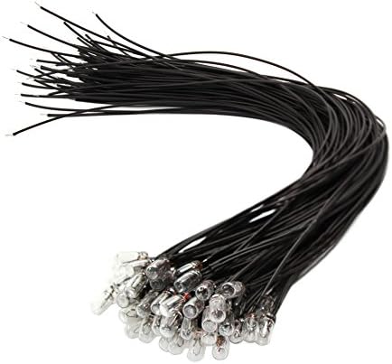 GPW05W 50PCS Clear 4mm 12V 70mA Miniature Pre-Wired Grain of Wheat Bulbs Warm White for Model Train Layout or Architectural Project