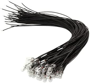 GPW05W 50PCS Clear 4mm 12V 70mA Miniature Pre-Wired Grain of Wheat Bulbs Warm White for Model Train Layout or Architectural Project