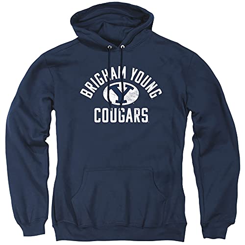 Brigham Young University BYU Official BYU Cougars Logo Unisex Adult Pull-Over Hoodie Navy Medium