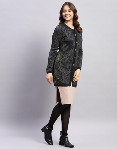 Image of Monte Carlo Womens Self Design Round Neck Full Sleeve Cardigan (1243652RN)