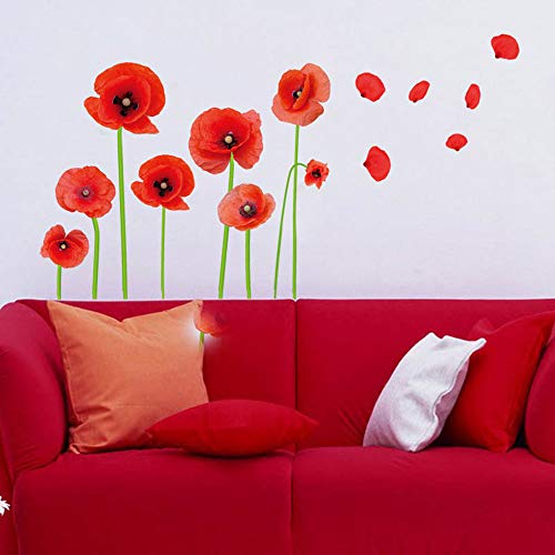 Vinilo decorativo flores rojas pegatinas para pared miniatura 5