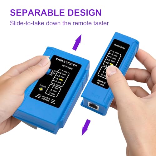 Kabeltester, Netzwerktester, Netzwerkkabeltester, RJ45 Leitungstester, Telefon Kabelteser, PING/POE Prüfung, Testet und prüft LAN- und Netzwerkkabel genau für Netzwerk-Patchkabel