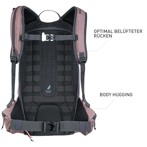 EVOC LINE 20 Skirucksack (NEURALITE SYSTEM, Touren, separates Lawinenfach mit Notfallplan, Ski-/Snowboard Befestigungsmöglichkeiten, Hüftgurttaschen, BODDY HUGGING), Staubrosa